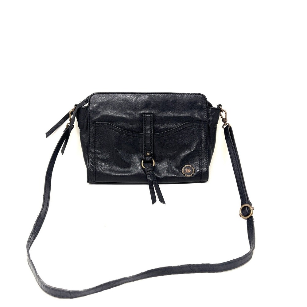 The Sak Vintage Black Leather Happy And Free Crossbody Bag Purse‎